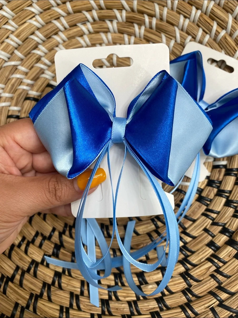 Blue Satin Ribbon Hair Bows
